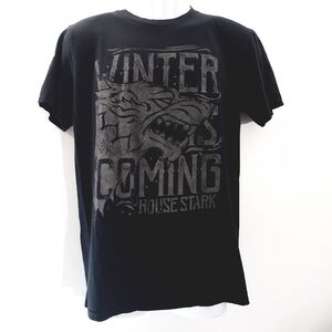 Game of Thrones House Stark Winter‎ is coming Black Graphic Print T shirt